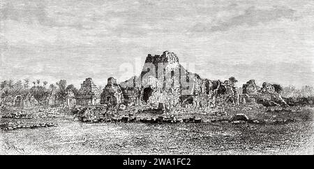 Ruines du temple Prambanan près de Yogyakarta sur l'île de Java. Indonésie, Sud-est. Six semaines en Java 1879 par Desire Charnay (1828 - 1915). Gravure ancienne du 19e siècle du Tour du monde 1880 Banque D'Images