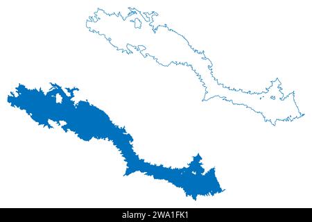 Lac Arenal (République du Costa Rica) illustration vectorielle de carte, croquis griffonnant Lago Arenal, carte du barrage Presa Sangregado Illustration de Vecteur