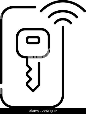 Application clé de voiture virtuelle. Déverrouillage de la voiture avec votre téléphone. Contour modifiable et parfait au pixel près Illustration de Vecteur