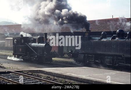 Voyage de 12 jours en France, en Espagne et au Portugal photographiant des machines à vapeur. Avril 1971 Banque D'Images