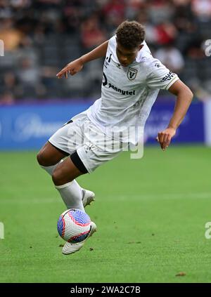 Parramatta, Australie. 01 janvier 2024. Daniel Peter de Silva du Macarthur FC vu en action lors du match de la saison 10 de la A-League 2023/24 entre Western Sydney Wanderers FC et Macarthur FC au CommBank Stadium. Score final ; Western Sydney Wanderers FC 3:1 Macarthur. Crédit : SOPA Images Limited/Alamy Live News Banque D'Images