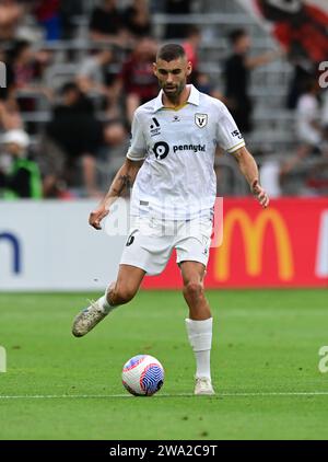 Parramatta, Australie. 01 janvier 2024. Tomislav USKOK du Macarthur FC vu en action lors du match de la saison 10 de la A-League 2023/24 entre Western Sydney Wanderers FC et Macarthur FC au CommBank Stadium. Score final ; Western Sydney Wanderers FC 3:1 Macarthur. Crédit : SOPA Images Limited/Alamy Live News Banque D'Images