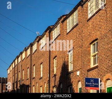 Royaume-Uni, Angleterre, Cheshire, Macclesfield, Paradise Street, maisons de tisserands restaurées avec garrets au 3e étage Banque D'Images