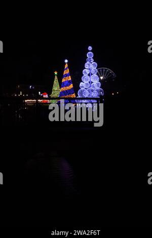 Bournemouth est illuminée par plus de 100 illuminations sur le thème festif avec Christmas Tree Wonderland. Banque D'Images