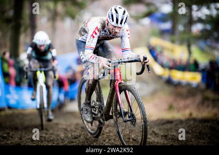 Baal, Belgique. 01 janvier 2024. Le Britannique Cameron Mason photographié en action lors de la course élite masculine de l'épreuve cycliste de cyclocross GP Sven Nys le lundi 01 janvier 2024 à Baal, étape 4/8 de la compétition X2O Badkamers Trofee Veldrijden'. BELGA PHOTO JASPER JACOBS crédit : Belga News Agency/Alamy Live News Banque D'Images