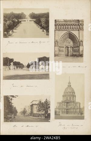 Vue du jardin des Tuileries et des champs-Elysées à Paris, 1876 photographie partie de l'album photo de Robert Daniel Crommelin (1841-1907). Papier de Paris. Support photographique Albumen print jardins publics, parc Paris. Champs-Elysées. Jardin des Tuileries Banque D'Images