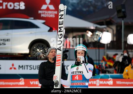 Garmisch Partenkirchen, Allemagne. 01 janvier 2024. Michael Hayböck (Österreich) beim Neujahrsskispringen Garmisch-Partenkirchen crédit : dpa/Alamy Live News Banque D'Images