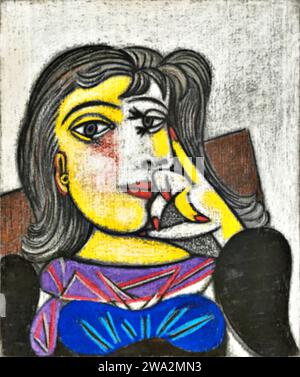 Portrait de Dora Maar, 1937 (peinture) par l'artiste Picasso, Pablo (1881-1973) Espagnol. Illustration de Vecteur