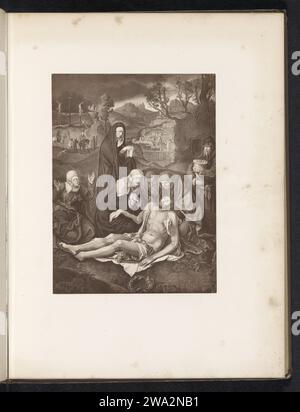 Production photographique d'une impression à une peinture, représentant la croix, anonyme, d'après Albrecht Dürer, c. 1859 - en ou avant 1869 photographie support photographique impression albumen Christ est posé  descente de la croix Banque D'Images
