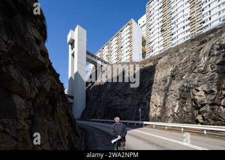 Cho Yiu Chuen public Housing Estate Hong Kong Tower Apartments Concrete Hillside Living Cliff Brutalism Modernisme moderniste Banque D'Images