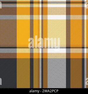 Texture textile tartan de motif vectoriel à carreaux avec un plaid sans couture de fond de tissu dans des couleurs orange et blanc. Illustration de Vecteur