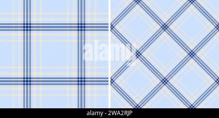 Plaid de texture de fond de tissu à carreaux textile avec un tartan de motif vectoriel sans couture fixé dans des couleurs froides. Illustration de Vecteur