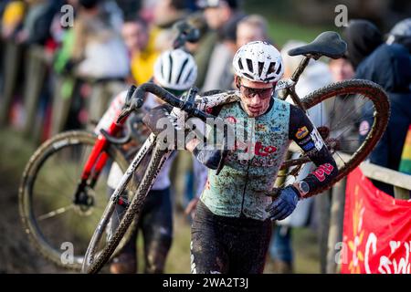 Baal, Belgique. 01 janvier 2024. Le Belge Jens Adams photographié en action lors de la course élite masculine de l'épreuve cycliste de cyclocross 'GP Sven Nyss' lundi 01 janvier 2024 à Baal, étape 4/8 de la compétition 'Trofee Veldrijden' de X2O Badkamers. BELGA PHOTO JASPER JACOBS crédit : Belga News Agency/Alamy Live News Banque D'Images