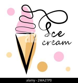 Letering. Crème glacée sur fond blanc Illustration de Vecteur