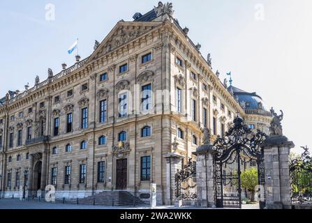 Façade et clôture de la résidence Wurzburg en Bavière. Banque D'Images