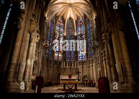 Basilique des Saints Nazarius et Celsus, église catholique romaine située dans la citadelle de Carcassonne, construite dans le style architectural gothique-roman, Banque D'Images