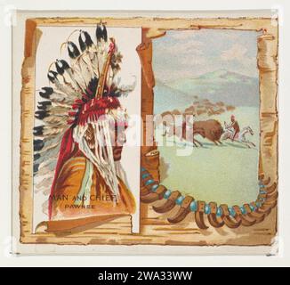 Man and Chief, Pawnee, de la série American Indian Chiefs (N36) pour Allen & Ginter cigarettes 1963 par Allen & Ginter Banque D'Images