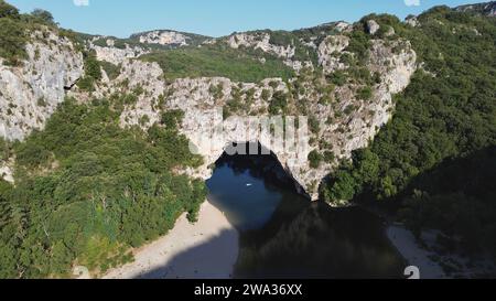 Drone photo Pont d'Arc Ardèche France europe Banque D'Images