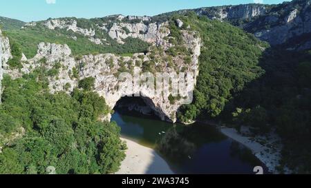 Drone photo Pont d'Arc Ardèche France europe Banque D'Images