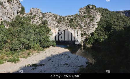 Drone photo Pont d'Arc Ardèche France Europe Banque D'Images