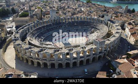 Drone photo Arles Arena, arènes d'arles France Europe Banque D'Images