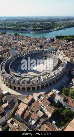 Drone photo Arles Arena, arènes d'arles France Europe Banque D'Images