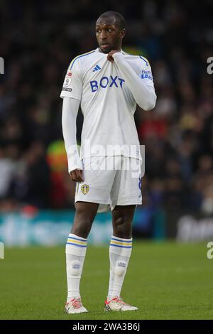 Leeds, Royaume-Uni. 01 janvier 2024. Glen Kamara de Leeds United lors du Sky Bet Championship Match Leeds United vs Birmingham City à Elland Road, Leeds, Royaume-Uni, le 1 janvier 2024 (photo de James Heaton/News Images) à Leeds, Royaume-Uni le 1/1/2024. (Photo de James Heaton/News Images/Sipa USA) crédit : SIPA USA/Alamy Live News Banque D'Images