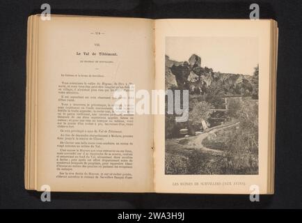 Vue des ruines du Château de Survillers, Victor Gaillard (attribué à), c. 1885 - en 1890 ou avant impression photomécanique LiègeBruxelles papier collotype paysage avec ruines Liège Banque D'Images