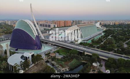 Drone photo Cité des Arts et des Sciences Valence Espagne Europe Banque D'Images