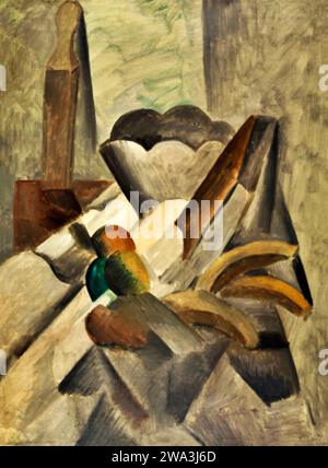 Nature morte avec cuir de rasoir, 1909 (peinture) par l'artiste Picasso, Pablo (1881-1973) Espagnol. Illustration de Vecteur