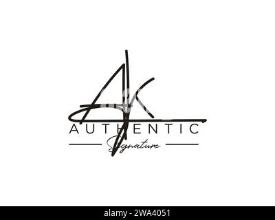 Modèle de logo de signature AK Vector. Illustration de Vecteur