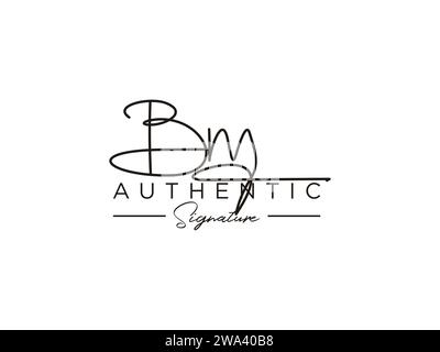 Modèle de logo de signature BM Vector. Illustration de Vecteur