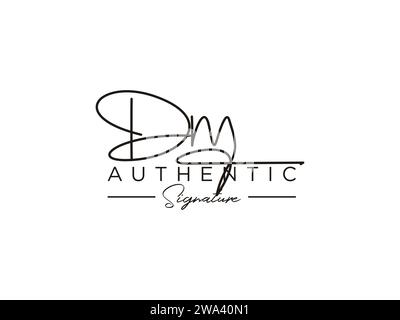 Modèle de logo de signature DM. Illustration de Vecteur