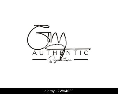 Modèle de logo de signature GM. Illustration de Vecteur