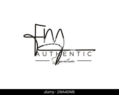 Modèle de logo Signature FM Vector. Illustration de Vecteur