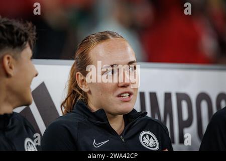 Lisanne Grawe lors du match de l'UEFA Women Champions League 23/24 entre le SL Benfica et l'Eintracht Frankfurt à l'Estadio Da Luz, Lisbonne, Portugal. (Maciej RO Banque D'Images