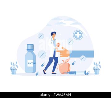 Niveau de diabète. Concept de personne à faible taux de sucre élevé dans le sang. Traitement de la maladie par injection d'insuline mode de vie. vecteur plat illustrati moderne Illustration de Vecteur