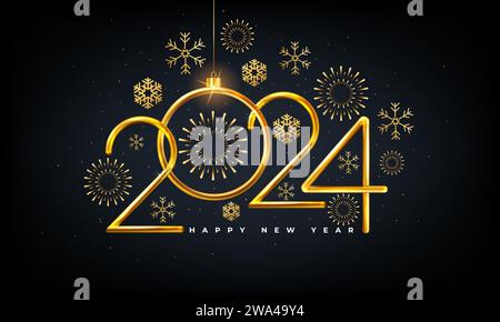 Bonne année 2024 numéros d'or Illustration de Vecteur