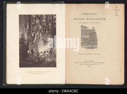 Monument pour Humphrey Chetham dans la cathédrale de Manchester, Alfred Brothers, c. 1870 - en 1880 ou avant impression photomécanique Cathédrale de Manchester monument collotype en papier, statue Banque D'Images