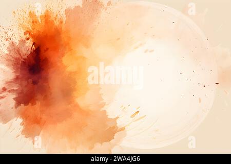 Design de bordure de fond aquarelle beige avec espace de copie pour le texte dans le cadre de cercle Banque D'Images