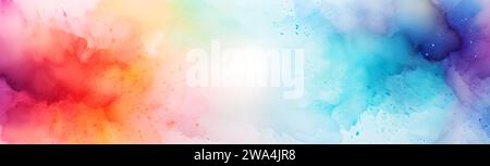 Design de bordure de fond de bannière aquarelle colorée vibrante Banque D'Images
