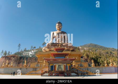 La statue dorée de Bouddha Dordenma à Thimpu au Bhoutan. Banque D'Images