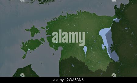 Estonie mise en évidence sur une carte d'altitude en couleur pâle avec des lacs et des rivières Banque D'Images