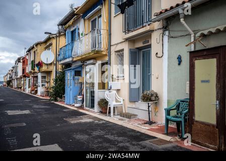 La Pointe courte, un quartier de pêcheurs populaire situé entre le Canal Royal et la lagune de l'étang de Thau. Sète, France Banque D'Images