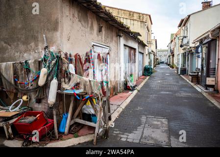 La Pointe courte, un quartier de pêcheurs populaire situé entre le Canal Royal et la lagune de l'étang de Thau. Sète, France Banque D'Images