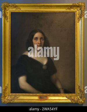 Giovanni Carnovali, dit il Piccio (1804-1873). Peintre italien. Portrait de Mme Anna Biondi Carloni. Huile sur toile collée sur masonite. Museo Civico Ala Ponzone. Cremona. Lombardie. Italie. Banque D'Images