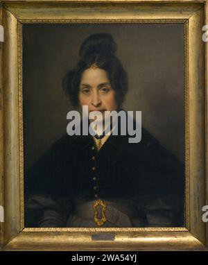 Giovanni Carnovali, dit il Piccio (1804-1873). Peintre italien. Portrait de Mme Cadolini. Huile sur toile collée sur masonite. Museo Civico Ala Ponzone. Cremona. Lombardie. Italie. Banque D'Images