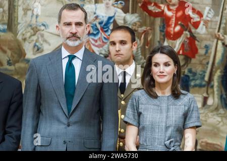 **PHOTO DE FICHIER** la reine Letizia a prétendu scandale de tricherie sur le roi Felipe d'Espagne répand des rumeurs de séparation. MADRID, ESPAGNE - février 21 : le roi Felipe VI d'Espagne et la reine Letizia d'Espagne participent aux Prix nationaux de la recherche 2018. 21 février 2019. Droit d'auteur : xJimmyxOlsenx Banque D'Images