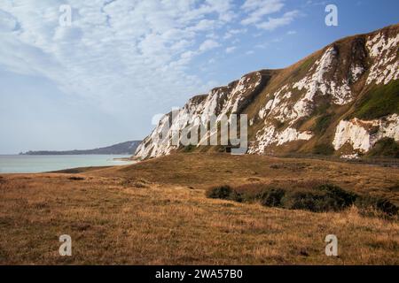 Beaux paysages par un après-midi chaud à Samphire Hoe sur la côte de l'Angleterre Banque D'Images
