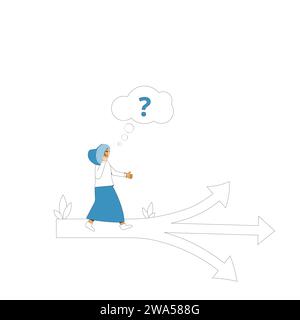 Jeune femme debout à la croisée des chemins. Plan de carrière. Personne ...